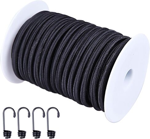 CARTMAN 1/4“ Marine Grade Elastic Cord Crafting Stretch String, 40kg x 50ft, with 4 More Hooks, for Camping, Kayak Deck, Crafting Blue Color in Kuwait