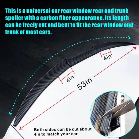 Spoilers for Cars, Roof Spoiler & Trunk Spoiler with a Carbon Fiber Appearance. Length Adjustable Fits Most Cars, black in Saudi Arabia