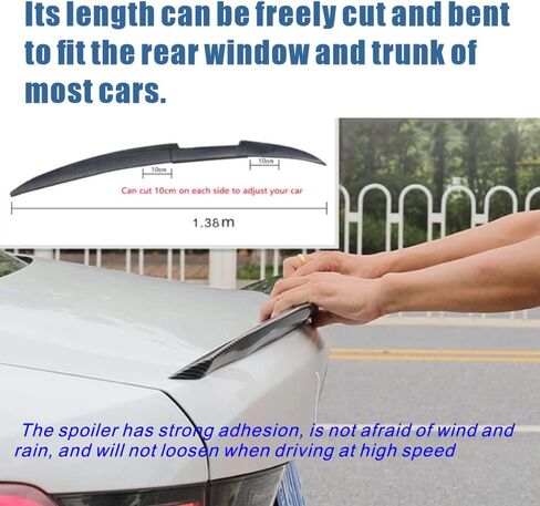 Spoilers for Cars, Roof Spoiler & Trunk Spoiler with a Carbon Fiber Appearance. Length Adjustable Fits Most Cars, black in Saudi Arabia