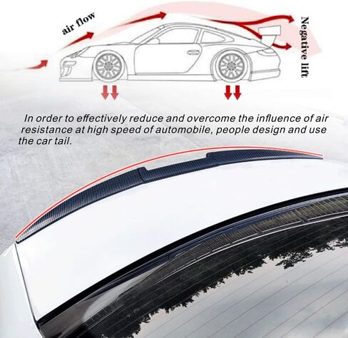 Spoilers for Cars, Roof Spoiler & Trunk Spoiler with a Carbon Fiber Appearance. Length Adjustable Fits Most Cars, black in Saudi Arabia