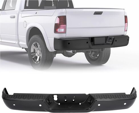 KUAFU Rear Bumper Assembly Compatible with 2009-2024 Dodge Ram 1500 Pickup Classic, 2010 2011 2012 Ram 2500 3500 Pickup CH1103121, 68049769AB W/Sensor Holes Steel+Plastic 2Packages Replacement Only in Saudi Arabia