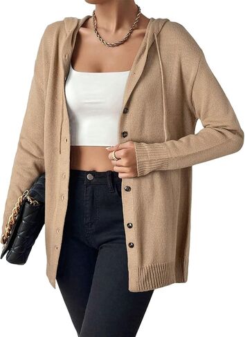 Astylish Women's Oversized Hooded Cardigan Collection Long Sleeve V-Neck Button-Down Sweaters for Fall Winter in Saudi Arabia