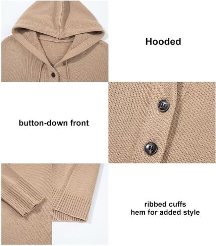 Astylish Women's Oversized Hooded Cardigan Collection Long Sleeve V-Neck Button-Down Sweaters for Fall Winter in Saudi Arabia