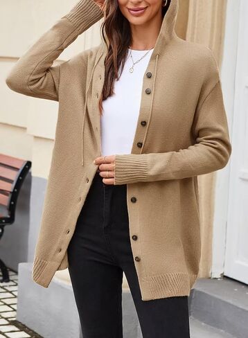 Astylish Women's Oversized Hooded Cardigan Collection Long Sleeve V-Neck Button-Down Sweaters for Fall Winter in Saudi Arabia