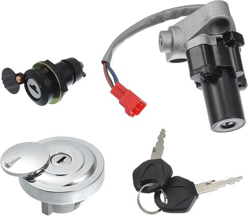 X AutoHaux 1 مجموعة من الدراجات النارية مفتاح الإشعال اسطوانة غاز الوقود غطاء القفل قفل القفل قفل مع 2 مفاتيح ل yamaha v-star xvs650 xvs650at xvs1100 مجموعة اسطوان in Saudi Arabia