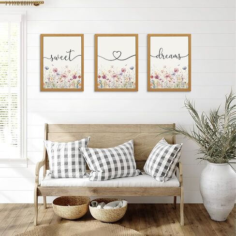 Decor Room Wall Art Decor - مجموعة من 3 Farmhouse Sweet Dreams Sign 12’'x16 'فوق ديكور الجدار من السرير لعلامات Decor Room Wall Art (Multicolour ، 12’x16') in Kuwait