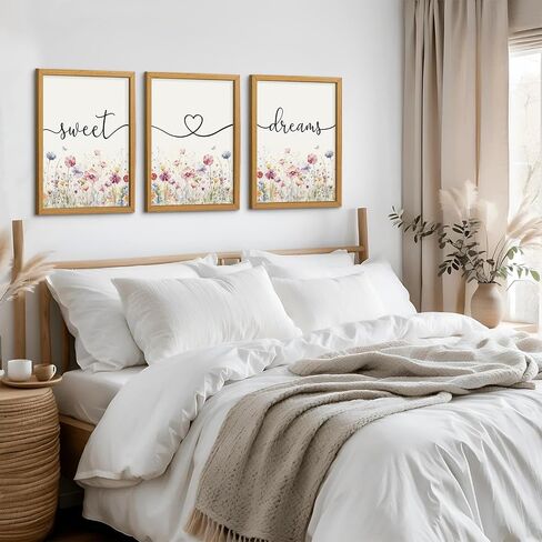Decor Room Wall Art Decor - مجموعة من 3 Farmhouse Sweet Dreams Sign 12’'x16 'فوق ديكور الجدار من السرير لعلامات Decor Room Wall Art (Multicolour ، 12’x16') in Kuwait