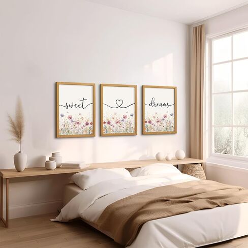 Decor Room Wall Art Decor - مجموعة من 3 Farmhouse Sweet Dreams Sign 12’'x16 'فوق ديكور الجدار من السرير لعلامات Decor Room Wall Art (Multicolour ، 12’x16') in Kuwait