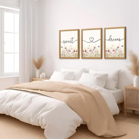 Decor Room Wall Art Decor - مجموعة من 3 Farmhouse Sweet Dreams Sign 12’'x16 'فوق ديكور الجدار من السرير لعلامات Decor Room Wall Art (Multicolour ، 12’x16') in Kuwait