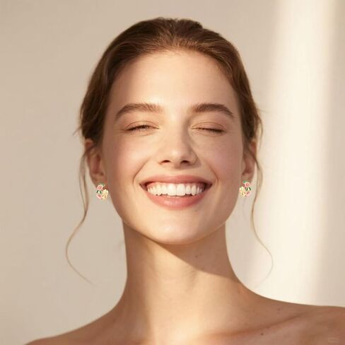 أقراط دائرية من LOVE&CLOVER للنساء على شكل زهرة وردية in Kuwait