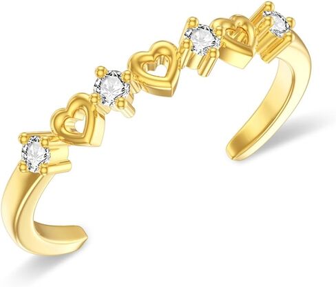 10K Yellow Gold Adjustable Band Open Toe Ring for Women CZ Toe Ring One Size Fits Most Toes Beach Foot Body Jewelry for Summer Gifts for Her in Kuwait