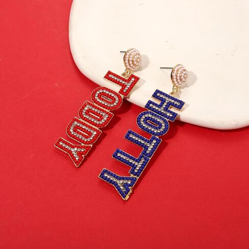 Game Day Earrings for Women Rhinestone Beaded Football Drop Dangle Earrings Football Team Earrings Game Day Team Spirit Accessories Gifts in Saudi Arabia