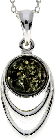 Genuine Round Baltic Amber & Sterling Silver Modern Pendant without Chain - GL2019 in Saudi Arabia