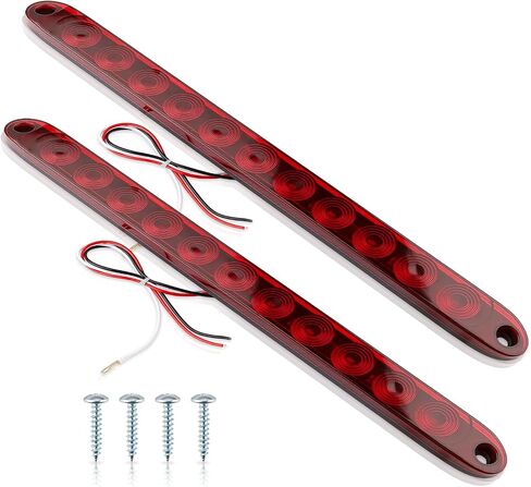 2 Pack 16 "Red Trailer Brake Tail Light Strip 11 LED Bar Stop Turn Signal Tail Lights for Golf Cart Offroad Truck RV UTV ATV Marine Boats Brake Strip Red Light in Saudi Arabia