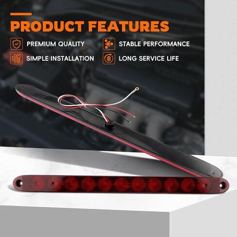 2 Pack 16 "Red Trailer Brake Tail Light Strip 11 LED Bar Stop Turn Signal Tail Lights for Golf Cart Offroad Truck RV UTV ATV Marine Boats Brake Strip Red Light in Saudi Arabia