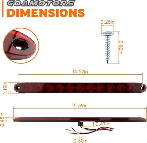 2 Pack 16 "Red Trailer Brake Tail Light Strip 11 LED Bar Stop Turn Signal Tail Lights for Golf Cart Offroad Truck RV UTV ATV Marine Boats Brake Strip Red Light in Saudi Arabia