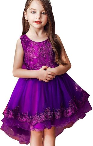 BOFETA Girls Sleeveless Embroidery Princess Lace Dress Bow Knot Flower Tulle Dress 2-10 Years in Saudi Arabia