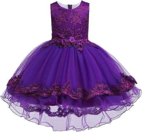 BOFETA Girls Sleeveless Embroidery Princess Lace Dress Bow Knot Flower Tulle Dress 2-10 Years in Saudi Arabia