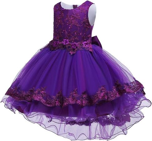 BOFETA Girls Sleeveless Embroidery Princess Lace Dress Bow Knot Flower Tulle Dress 2-10 Years in Saudi Arabia