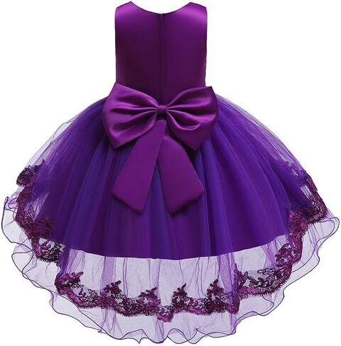 BOFETA Girls Sleeveless Embroidery Princess Lace Dress Bow Knot Flower Tulle Dress 2-10 Years in Saudi Arabia
