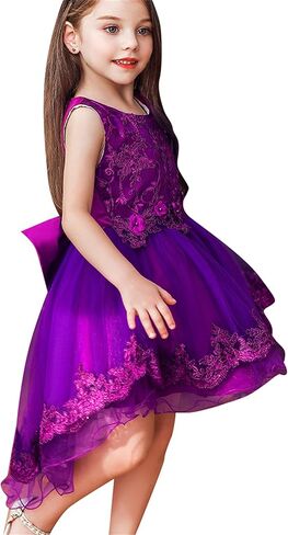 BOFETA Girls Sleeveless Embroidery Princess Lace Dress Bow Knot Flower Tulle Dress 2-10 Years in Saudi Arabia