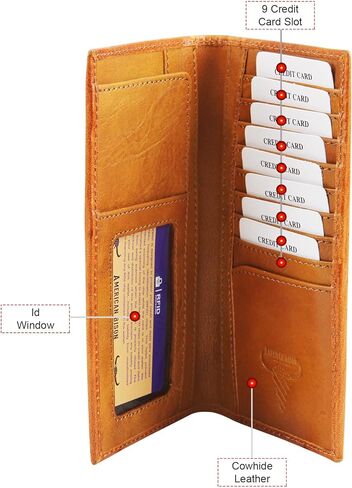 American Bison Arrigo Floral Design RFID Rodeo Wallet للرجال-محفظة جلد البقر ذات الأدوات اليدوية مع صندوق هدايا (بني غامق) in Kuwait