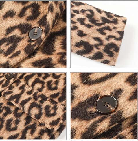 Sexyshine Women Women’s Leopard Print Long Trench Coat المسحوب الطاشية المزدوجة الصدر معطف البازلاء in Kuwait