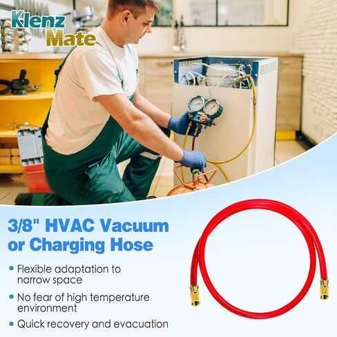 2025 تم ترقيته 3/8 "فراغ HVAC أو خرطوم الشحن ، وتجهيزات التوهج القياسية 3/8" ، بطول 6 أقدام ، خرطوم التبريد عالي التدفق ، إخلاء HVAC أسرع واستعادة ، 20 ميكرون فراغ ، أزرق in Kuwait