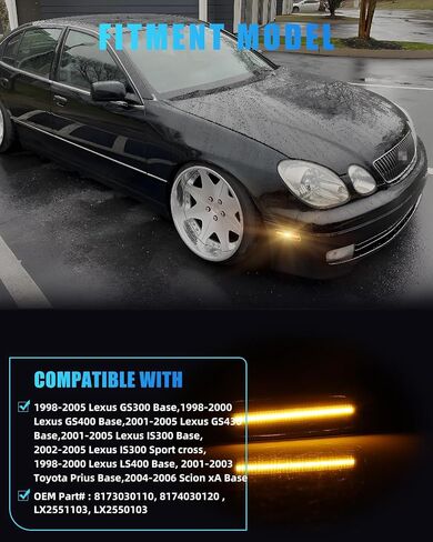 2PCS New Front Side Marker Lights for 1998-2005 Toyo-ta Le-xus GS300 Base, [Newly Modern Upgrade] Left Driver & Right Passenger Side Smoked Lens Amber LED [Can-bus Design] Turn Signal Lamps in Saudi Arabia