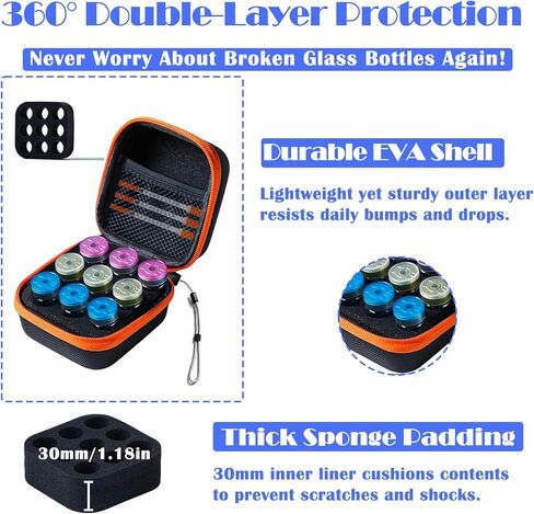 Insulin Fridge Holder Storage Case Insulin Vial Protector Holder Insulin Cooler Travel Case Organizer Fits Standard 10ml U-100 Vials and Tall 10ml U-100 Vials,15-Slot,Black (15 Slots) in Kuwait