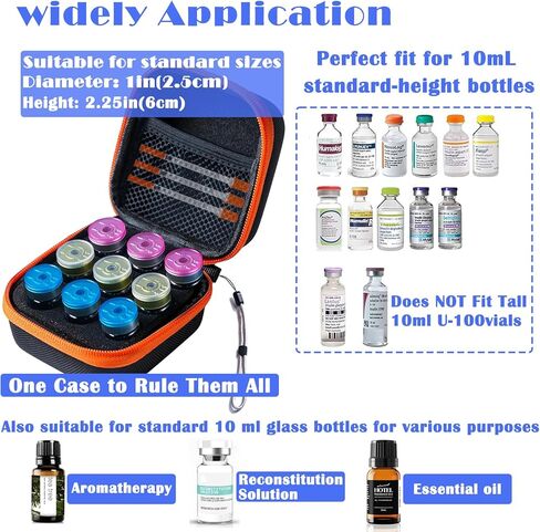 Insulin Fridge Holder Storage Case Insulin Vial Protector Holder Insulin Cooler Travel Case Organizer Fits Standard 10ml U-100 Vials and Tall 10ml U-100 Vials,15-Slot,Black (15 Slots) in Kuwait