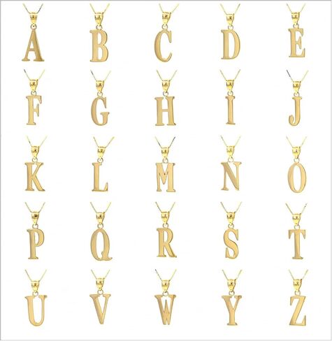 14k Solid Gold Initial Necklace - Initial Pendant, Personalized Gift - Alphabet, Yellow Gold Letter Necklace Gift for Men and Women in Saudi Arabia