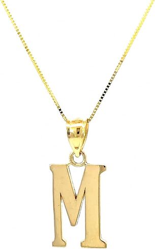 14k Solid Gold Initial Necklace - Initial Pendant, Personalized Gift - Alphabet, Yellow Gold Letter Necklace Gift for Men and Women in Saudi Arabia