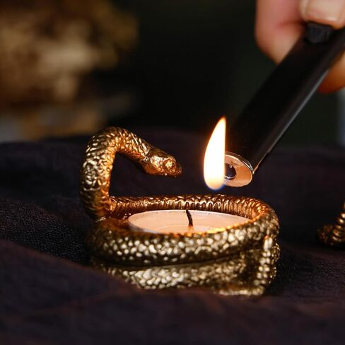 Nikky Home Gold Snake Snake Holdle Coldle Set من 2 ، زينة طاولة مركزية ، حامل معدني مزخرف لشموع شاي ضوء ، شموع نذرية in Kuwait
