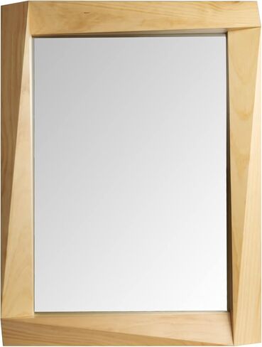 32"x24" Farmhouse Wood Framed Wall Mirror Antique Bathroom Mirrors for Wall (Natural) in Kuwait