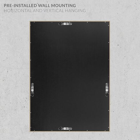32"x24" Farmhouse Wood Framed Wall Mirror Antique Bathroom Mirrors for Wall (Natural) in Kuwait