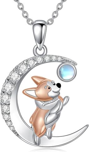 Corgi Necklace Sterling Silver Dog Paw Pendant Necklace Cute Animal Jewelry Gifts for Corgi Lovers in Kuwait