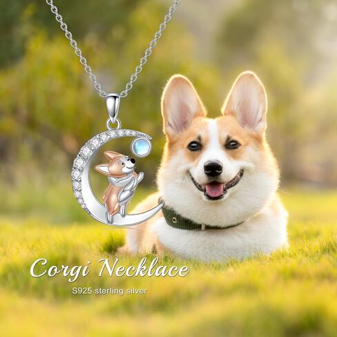 Corgi Necklace Sterling Silver Dog Paw Pendant Necklace Cute Animal Jewelry Gifts for Corgi Lovers in Kuwait