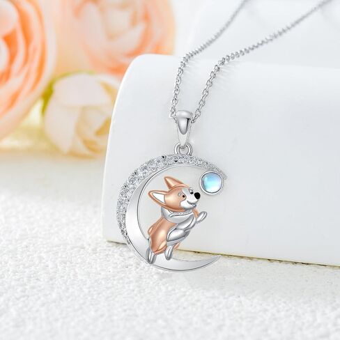 Corgi Necklace Sterling Silver Dog Paw Pendant Necklace Cute Animal Jewelry Gifts for Corgi Lovers in Kuwait
