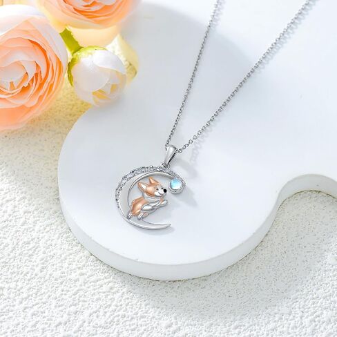 Corgi Necklace Sterling Silver Dog Paw Pendant Necklace Cute Animal Jewelry Gifts for Corgi Lovers in Kuwait