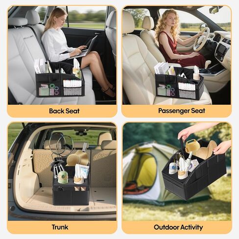 منظم مقعد السيارة، منظم المقعد الخلفي من جلد البولي يوريثان الفاخر WHHMK يحافظ على ترتيب السيارة، تخزين السيارة مع 11 حجرة تخزين و2 حامل أكواب كبير الحجم، منظم مقعد الركاب للأطفال، ملحقات السفر in Kuwait
