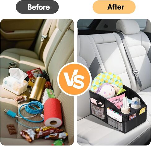 منظم مقعد السيارة، منظم المقعد الخلفي من جلد البولي يوريثان الفاخر WHHMK يحافظ على ترتيب السيارة، تخزين السيارة مع 11 حجرة تخزين و2 حامل أكواب كبير الحجم، منظم مقعد الركاب للأطفال، ملحقات السفر in Kuwait