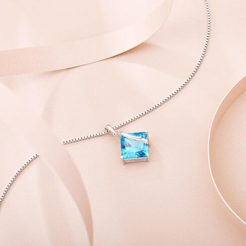 Square Princess Cut Necklace 925 Sterling Silver Solitaire Pendant Necklace Birthstone Jewelry Gifts for Women in Saudi Arabia