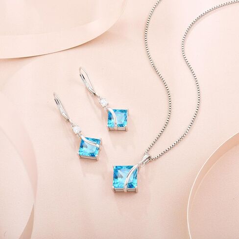 Square Princess Cut Necklace 925 Sterling Silver Solitaire Pendant Necklace Birthstone Jewelry Gifts for Women in Saudi Arabia