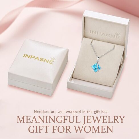 Square Princess Cut Necklace 925 Sterling Silver Solitaire Pendant Necklace Birthstone Jewelry Gifts for Women in Saudi Arabia