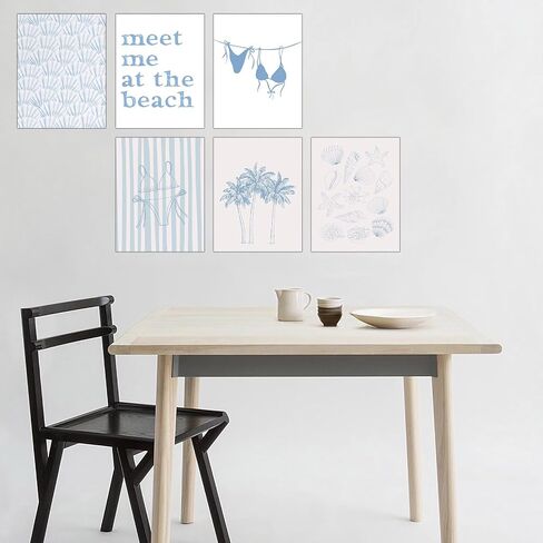 Blue Coastal Beach Wall Art Poster Summer Surf Gallery Canvas Wall, Coastal Cowgirl Aesthetic Room Decor Surf Up Prints, Beachy Coastal Wall Art Life Poster Preppy Beach Print Artwork Painting (poster 003, Unframed 8x12 inches) in Saudi Arabia