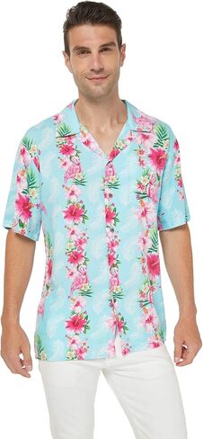 Couple Matching Hawaiian Luau Shirt Jumpsuit in Pink Black Hibiscus Vine in Saudi Arabia