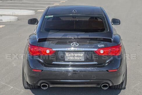 Replacement for 2014-Present Infiniti Q50 Models | Liberty Walk Style Carbon Fiber Rear Trunk Lid High Kick Wing Spoiler in Saudi Arabia