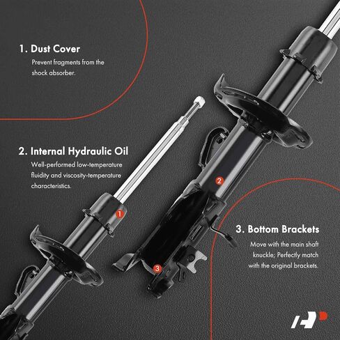 A-Premium Rear Shock Absorber Compatible with Honda Civic 1989-1995, Civic del Sol 1993-1997, CRX 1989-1991 & Acura Integra 1994-2001, Driver and Passenger Side in Saudi Arabia