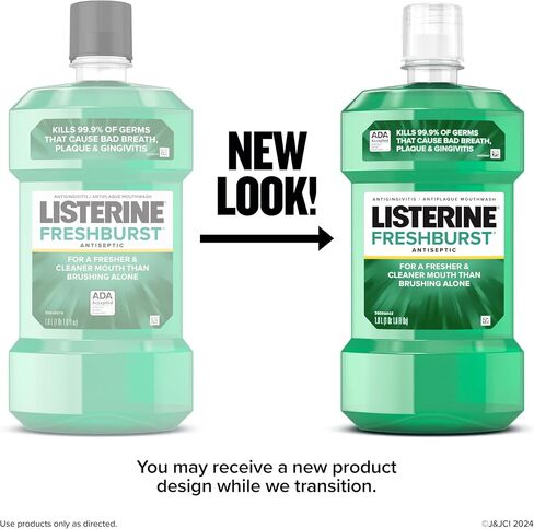 Listerine Freshburst Antiseptic Mouthwash for Bad Breath, Kills 99.9% of Bad Breath Germs & Fights Plaque & Gingivitis, ADA Accepted Mouthwash, Spearmint, Convenience Pack, 1 L, 2 Pack in Saudi Arabia